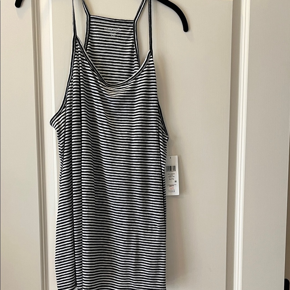 Eileen Fisher Black and White Striped Tank Top
